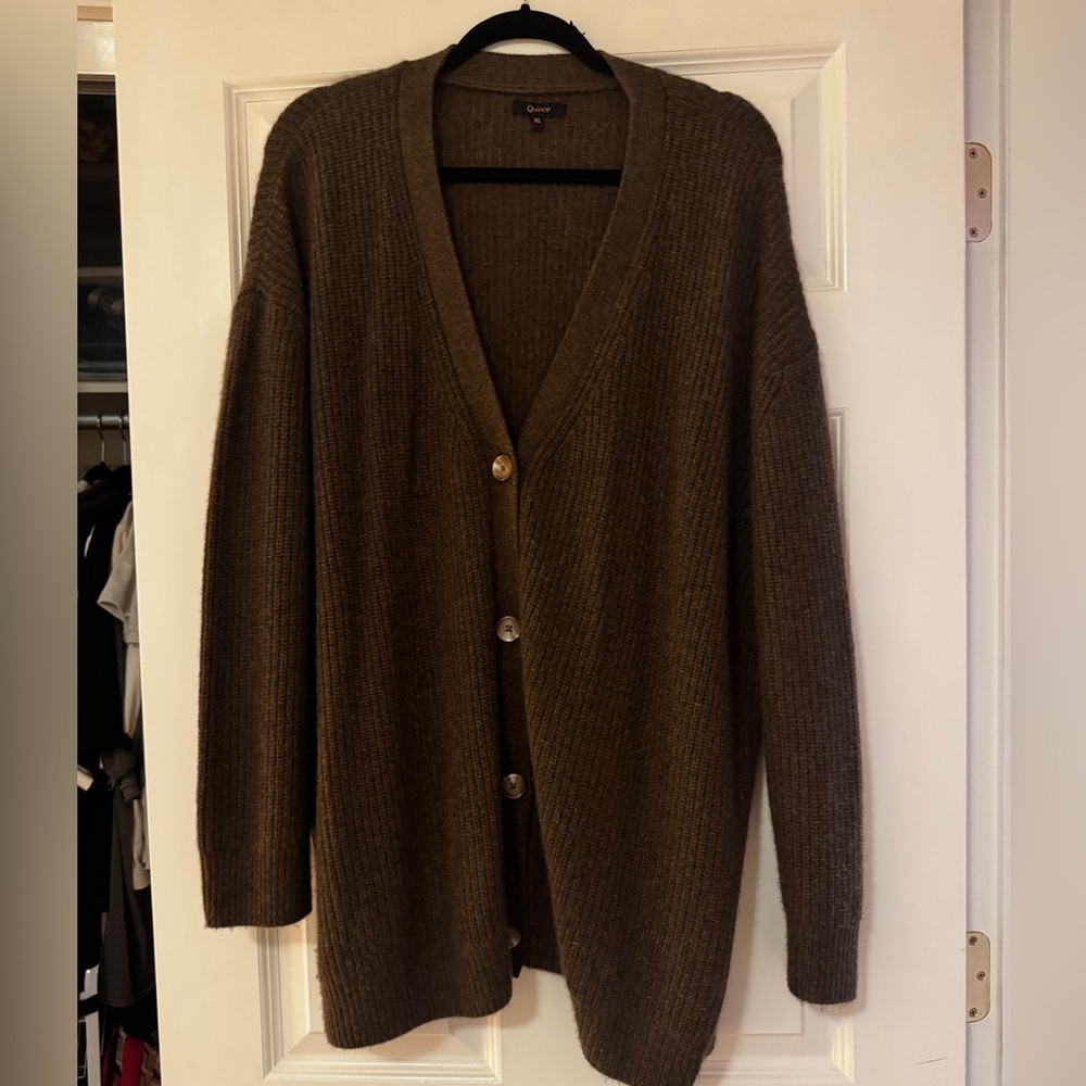 Quince XL Mongolian Cashmere Oversized Boyfriend Cardigan Sweater - Picture 5 of 6